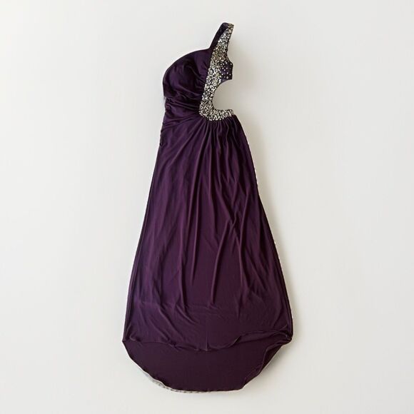 Embellished Dresses & Skirts - Nox Anabel Purple One Shoulder Prom Dress Gown Cutout Rhinestone Beaded XS Chic